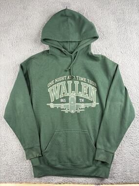 Morgan Wallen One Night At A Time World Tour Hoodie Men Sz L Green Concert Merch